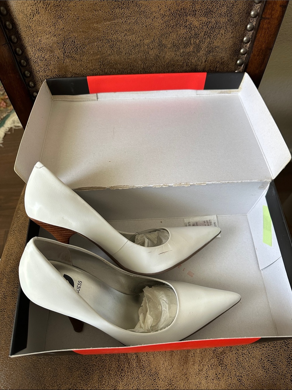 G by Guess White Pointed-Toe Pumps - Sleek Leather Finish - Picture 3 of 10